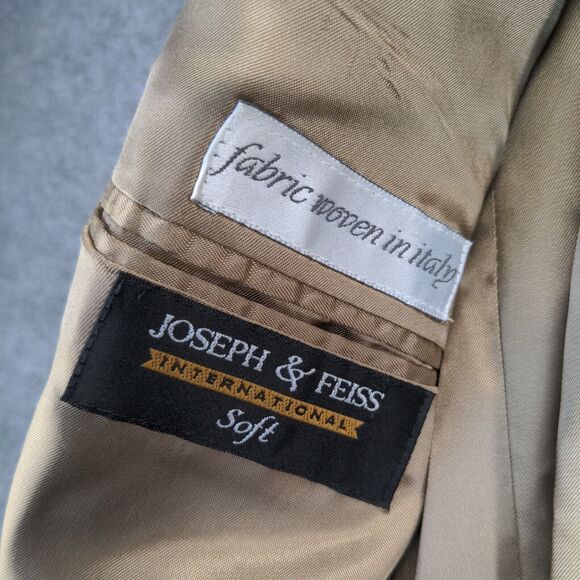 Joseph & Feiss International Mens 43 Soft Jacket Brown Shoulder Pads 3-Button - Picture 10 of 13